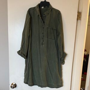 Old Navy Olive Green Long Shirt Dress
